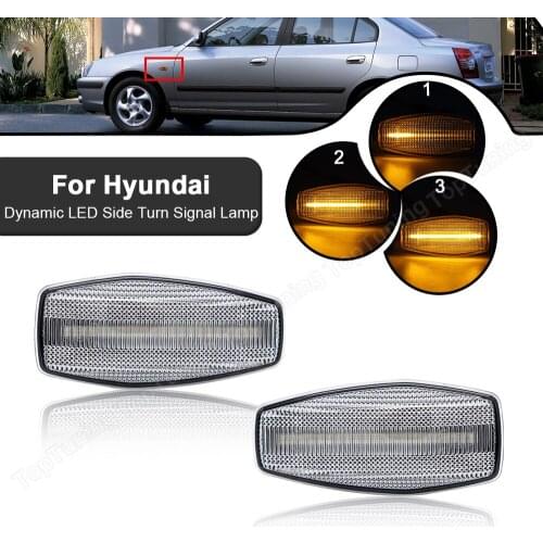 2X For Hyundai Sonata Tucson Elantra Tiburon Accent LED Dynamic Side Marker Turn Signal Lamp Fender Sequential Blinker Light