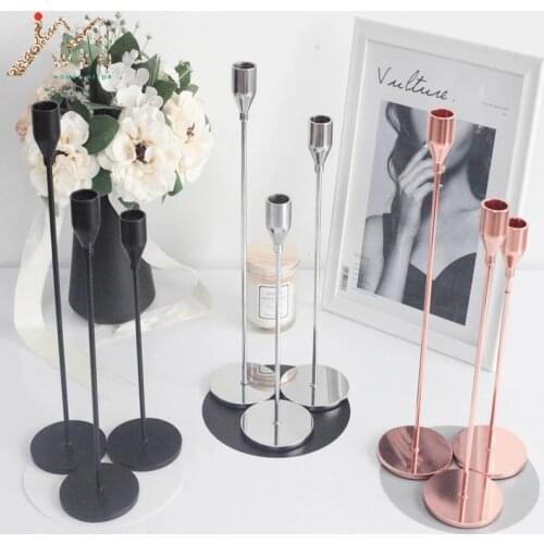 3Pcs/Set European style Style Metal Candle Holders Luxury Candlestick Fashion Wedding Decoration Bar Party Decor Candlestick