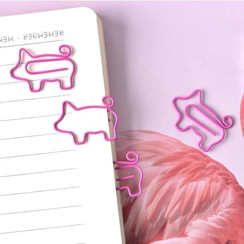 4Pcs/lot Pink Flamingo Pig Bookmark Planner Paper Clip Metal Material Bookmarks For Book Stationery School Office Supplies
