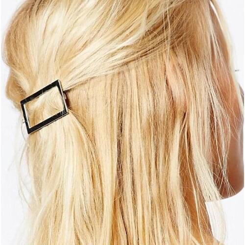 European Charm Womens Hairclips Jewelry Gold Tone Simple Geometric Alloy Hair Accessories Barrettes Cabelo
