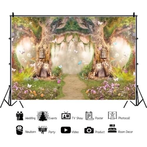 Summer Jungle Forest Wonderland Dream Background for Portrait Photography Birthday Decors Backdrops Photocall Studio Accessories