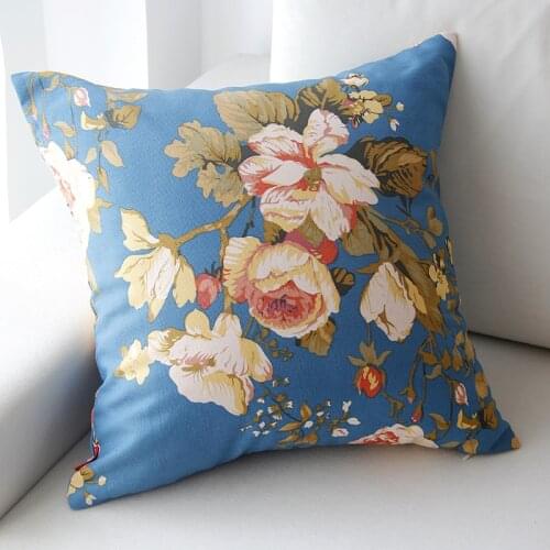45/60/50cm Cotton cushion cover pastoral flowers printed pillowcase backrest large pillow cover sofa lumbar pillow case
