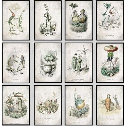 Canvas Kitchen Vegetable Retro Poster Pumpkin Corn Wall Picture Print Modern Painting Art Decoration Restaurant Wall Art Weiwei