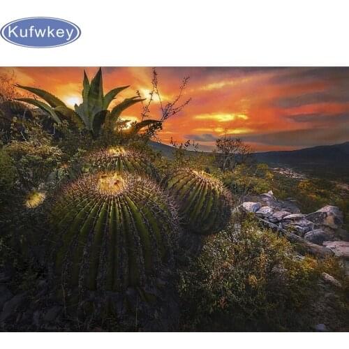 Full Drill Square 5D DIY Diamond Painting "cactus landscape"Diamond Embroidery scenery Picture Of Rhinestone Decor Home Gift