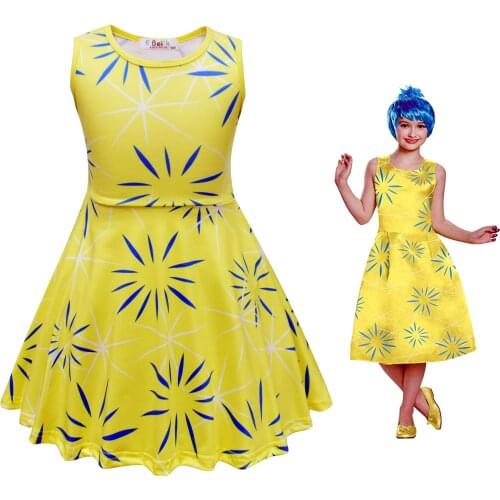 Baby Girl Halloween Party Cosplay Costume Inside Out Disgust Emotion Joy Costume Party Dress