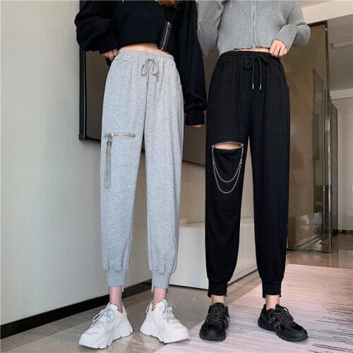 2021 Summer high-waist black harem pants female students Korean style slim Sweatpants autumn summer female joggers