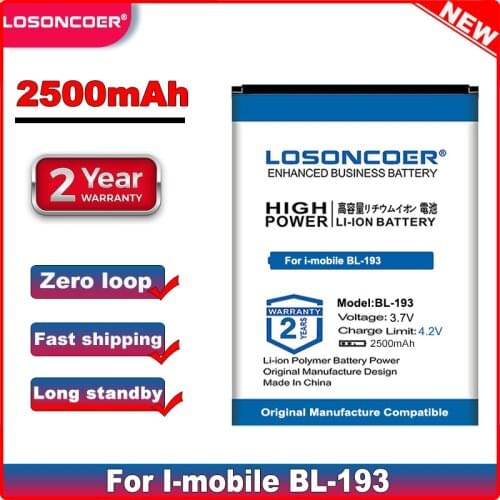 LOSONCOER 2500mAh BL-193 Replacement Battery for I-mobile BL-193 Batteria Mobile Phone Li-ion Bateria Li-Polymer Battery