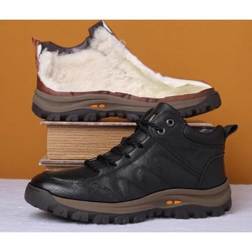 Men Ankle Wool Fur Lining Snow Boots Stylish Winter Warm Boots Shoes British Style Fashion Boot