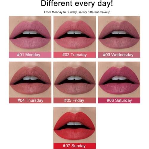 7 color Soft Matte Lasting Smudge-proof Liquid Lip Gloss Metallic Matte Lipstick Cosmetic Sexy Battom Mate Lip Tint Makeup
