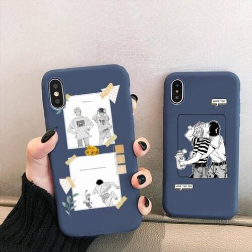 Japan Anime Banana Fish Phone Case for iPhone 12 mini 11 Pro XS MAX X XR 7 8 6 Plus Candy Color blue Soft Silicone Cover