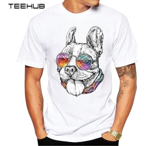 2020 TEEHUB New Mens Fashion Cool Panda Design T-Shirt Short Sleeve Cool Lion French Bulldog Tops Hipster Tee