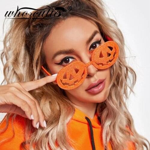 WHO CUTIE Glitter Hollow Out Pumpkin Design Glasses Halloween Funny Decorations S363