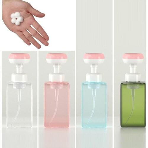 450ML Flower Foam Bottle Transparent Refillable Hand Soap Dispenser Flower Pump Head Lotions Shampoo Empty Bathroom Pump Bottle