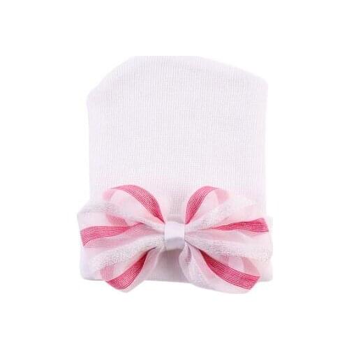 2017 New Fashion Cute Girls Colorful Bowknot Beanies Hat Comfortably Hospital Caps free size 0-6 months