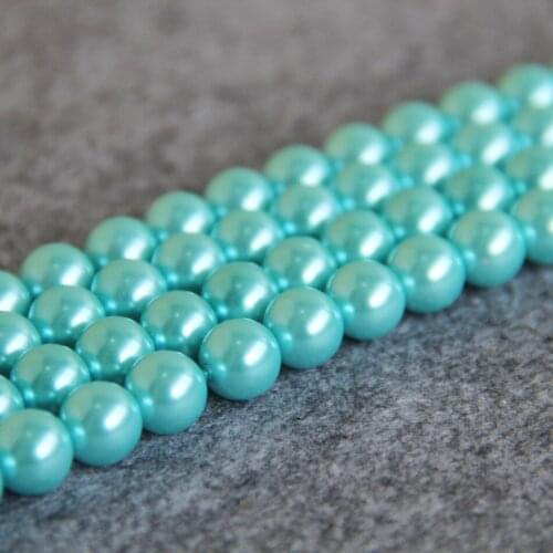 10mm Fashion Sky Blue Shell glass beads DIY gift for women loose beads Jewelry making design 15inch 2pc/lot Wholesale and retail