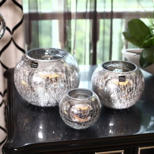 Glass Vase Decoration Flower-Storage Silver Luxury Light Plating Gift Wedding-Dried