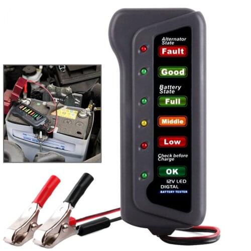 Digital Car Battery Tester Alternator Charge Starting State Check Test 6 LED Motorcycle 12 V Volt Auto Measure Analyzer Tool