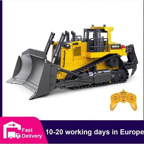 HUINA 1:16 RC Truck Heavy Bulldozer Caterpillar Alloy Tractor Model Engineering Car Excavator Radio Controlled Car Toys for Boys