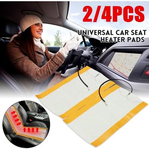 2/4PCS 12V Universal Carbon Fiber Heated Car Seat Heating Pad Heater Auto Winter Warmer Heater Mat For BMW