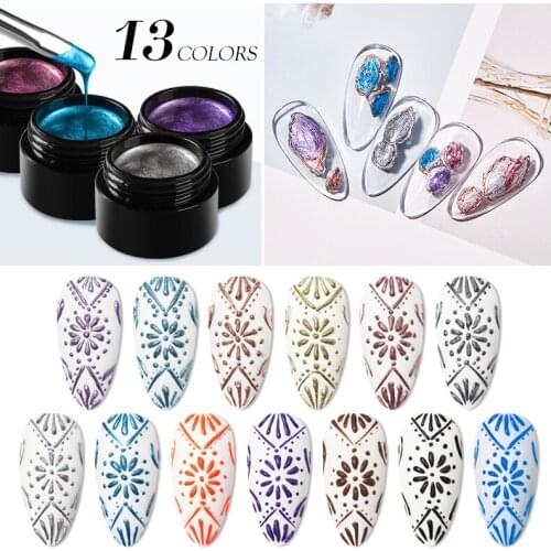 MEET ACROSS 5ml Metal Effect Nail Gel Draw Painting Gel Nail Art Color Gel Manicure Long Lasting Gel Varnish Hybrid Lacquer