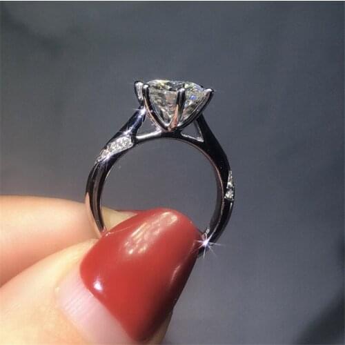 Elegant 0.8ct Lab Diamond Ring Real 925 sterling silver Engagement Wedding band Rings for Women Bridal Statement Party Jewelry