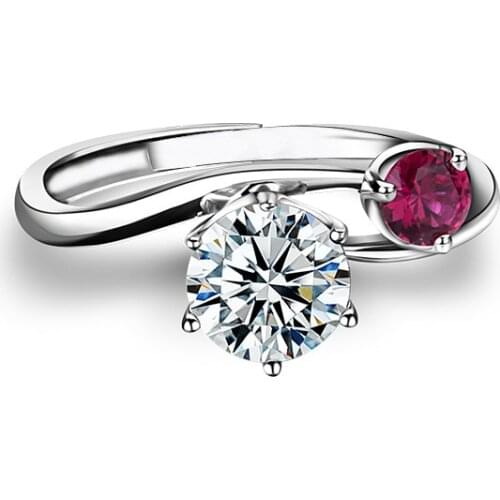 0.5ct-3ct Real White D Color Moissanite Rings S925 Sterling Silver Ruby Engagement Rings for Women Fine Jewelry