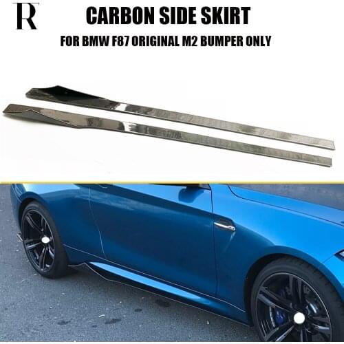 1 Pair Glossy Black Carbon Fiber Side Bumper Extension Skirt for BMW F87 M2 Base Coupe & Competition 2016 UP