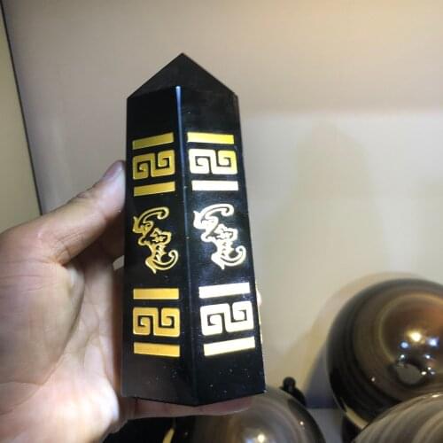 1pcs Obsidian pillar five blessings send money, decorate furniture to office and decorate gifts