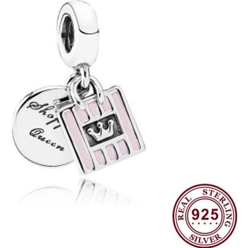 100% 925 Sterling Silver Charm New Enamel Queen Pendant Fit Pandora Women Bracelet & Necklace Diy Jewelry