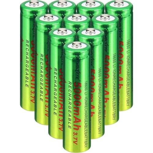 3.7v 18650 Battery 5000mah Rechargeable Battery High Capacity Li-ion Battery For Flashlight