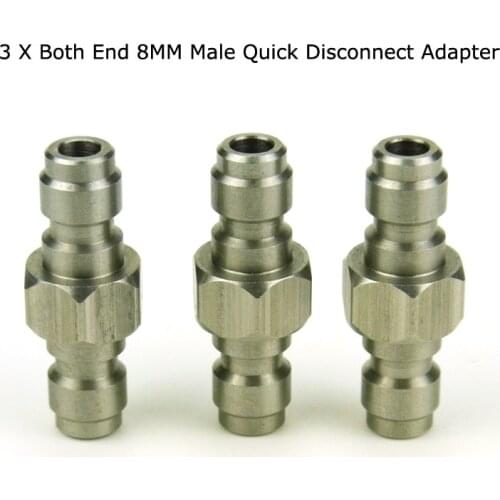 3PCS New Paintball Air Gun Airsoft PCP Charging Hose Both End 8MM Quick Disconnect Plug Adaptor Stainless Steel Fill Nipple