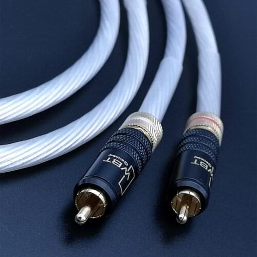 Ahsy 1 pair with 12 strands 5nocc copper silver plated HiFi audio signal kabelverstärker connector RCA to RCA audio cable HiFi