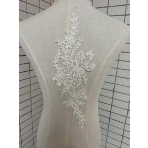 Applique Lace Wedding Dress Applique DIY Bridal Headdress Ivory Lace Collar Lace Fabric Patch Sell For 2 Pcs Applique Bridal