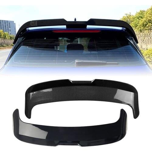 Car Rear Trunk Roof Spoiler Lip Window Wing Trim For VW Golf 8 2020-2021 For Volkswagen Golf MK8 20-21 Carbon Fiber/Glossy Black