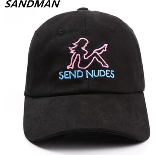 SANDMAN Letter SEND NUDES Snapback Cap Cotton Baseball Cap For Men Women Adjustable Hip Hop Dad Hat Bone Garros Casquette