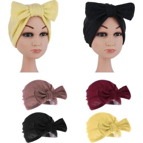 Big Detachable Bowknot Beanie Hat Turban Hat Headwrap Cap for Infant Toddler