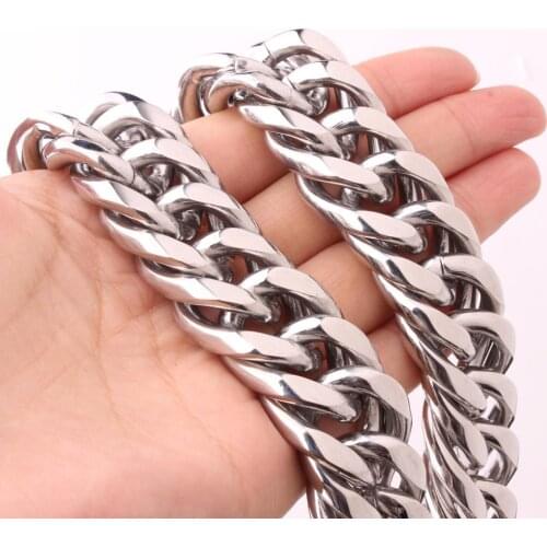 9/11/13/16/20/22mm Wide Huge Strong Men Cuban Curb Link Chain High Polished Silver Color 316L Stainless Steel Bracelet/Necklace