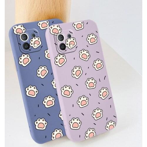 Kitten Footprints Case For Xiaomi Mi11 lite Ultra 11i 10T 9T Pro Lite 10 10S 9 8 lite Pro Poco F2 X2 F3 Pro Phone Back Cover