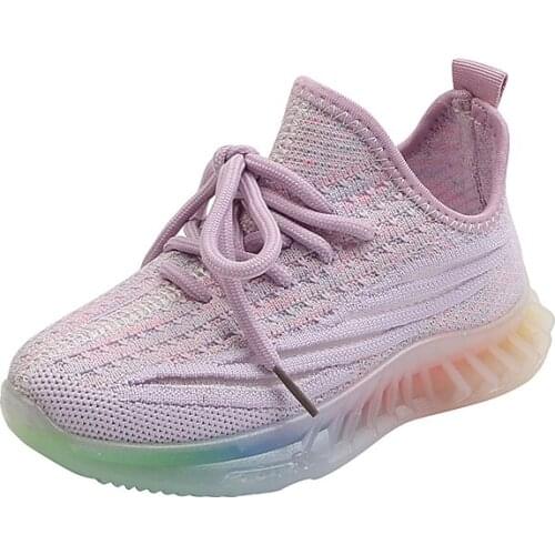 Childrens Casual Sneakers for Boys Mesh Breathable Purple Girls Sneakers Kids Shoes
