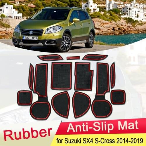 For Suzuki SX4 S-Cross 2014~2019 Rubber Anti-slip Mat Door Groove Cup Pad Gate Cushion Coaster Accessories 2015 2016 2017 2018
