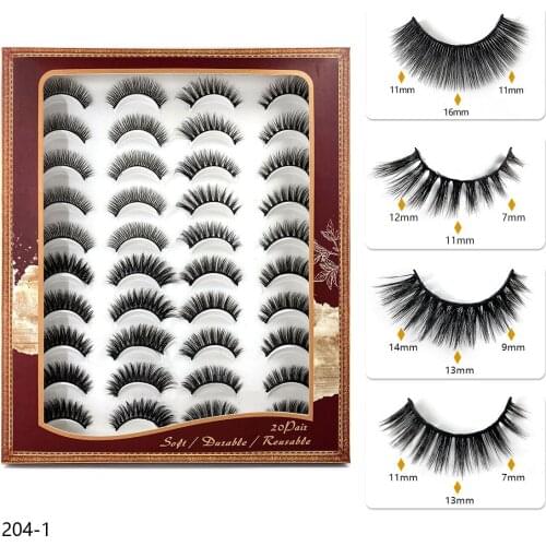 Flash girl 204-1 mix 4 models 20 pairs per set eyelashes 20pairs/box 3D faux mink eyelashes with Gift box
