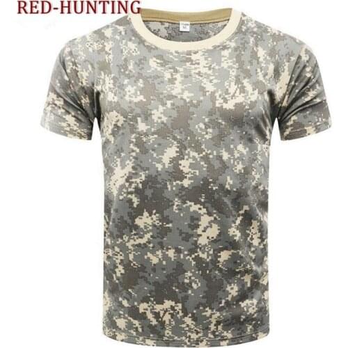 Outdoor Camouflage shirts Camping Tactical T-shirts Men Hiking Hunting Quick Dry Short Sleeve Army Camo Military Shirts