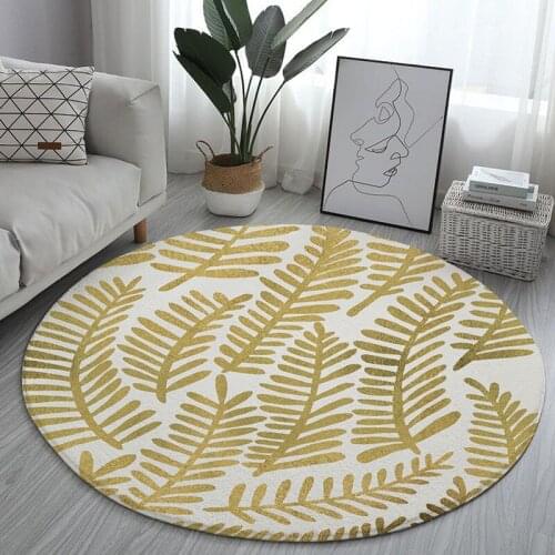 Golden plant geometric printing round carpet living room soft carpet non-slip carpet chair floor home decoration