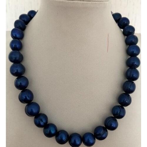 Beautiful 10-11mm TAHITIAN BAROQUE BLUE pearl necklace 18inch 36"