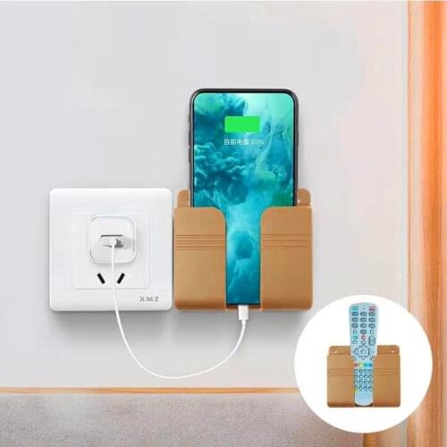 Multifunctional Mobile Phone Charging Hanging Holder Multifunction Wall Mounted Plug Bracket Remote Control Mounted Storage Box