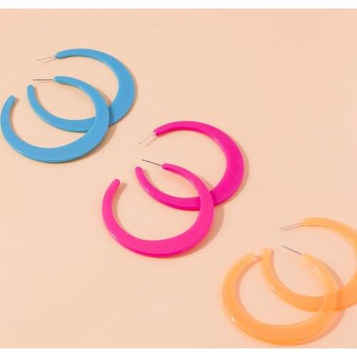 Fashion 2020 New Acrylic big Hoop Earrings for Women C-shaped Acetic Acid punk Womens Earring Jewelry Accessories aesthetic