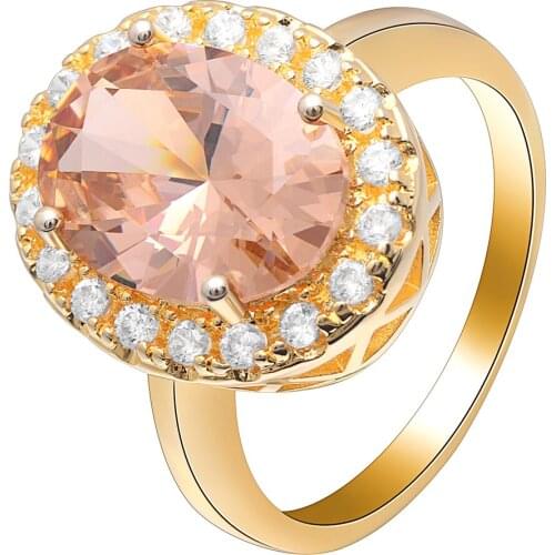Fashion imitation Brown Round Big Zircon With Clear Stone Luxury Rings For Women Wedding Finger Ring Rose Gold Fine Jewelry