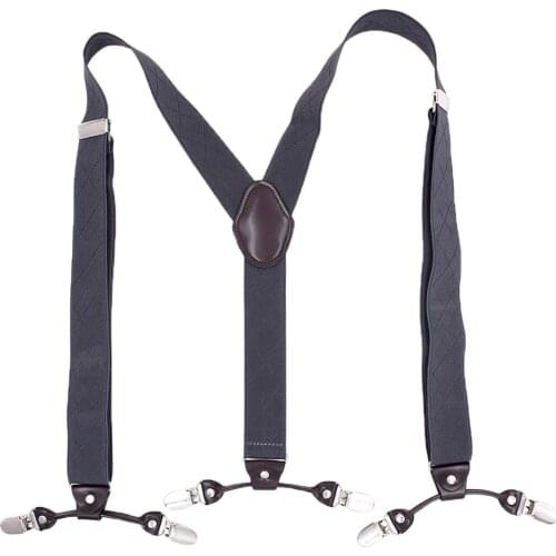 Mens Elastic Suspenders Y-Back Adjustable Braces Belt 6 Clip-On 3.5cm Width