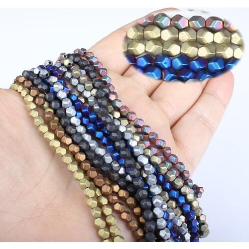 Natural Stone 4mm Black Gallstone Color Plated Football Face Beads Jewelry Making DIY Necklace Bracelet Earrings Accessories 16"