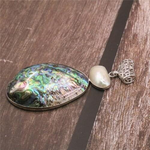 New 6 Style Natural Abalone Shell Large Oval Sweater Pendant Lady Christmas Presen Gift Womens Jewelry Accessories B1142